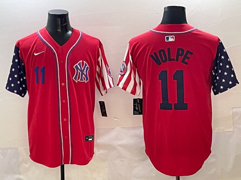 Men New York Yankees #11 Volpe Red a generation of national flags Jointly Name 2025 Nike MLB Jersey style 4